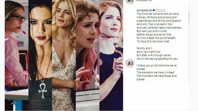 emily bett rickards lascia arrow post instagram