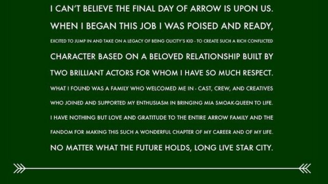 Da Stephen Amell a Colton Haynes: gli emozionanti messaggi d'addio del cast di Arrow dopo la fine delle riprese della stagione finale