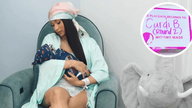 Cardi B trasforma il cordone ombelicale del figlio in un gioiello